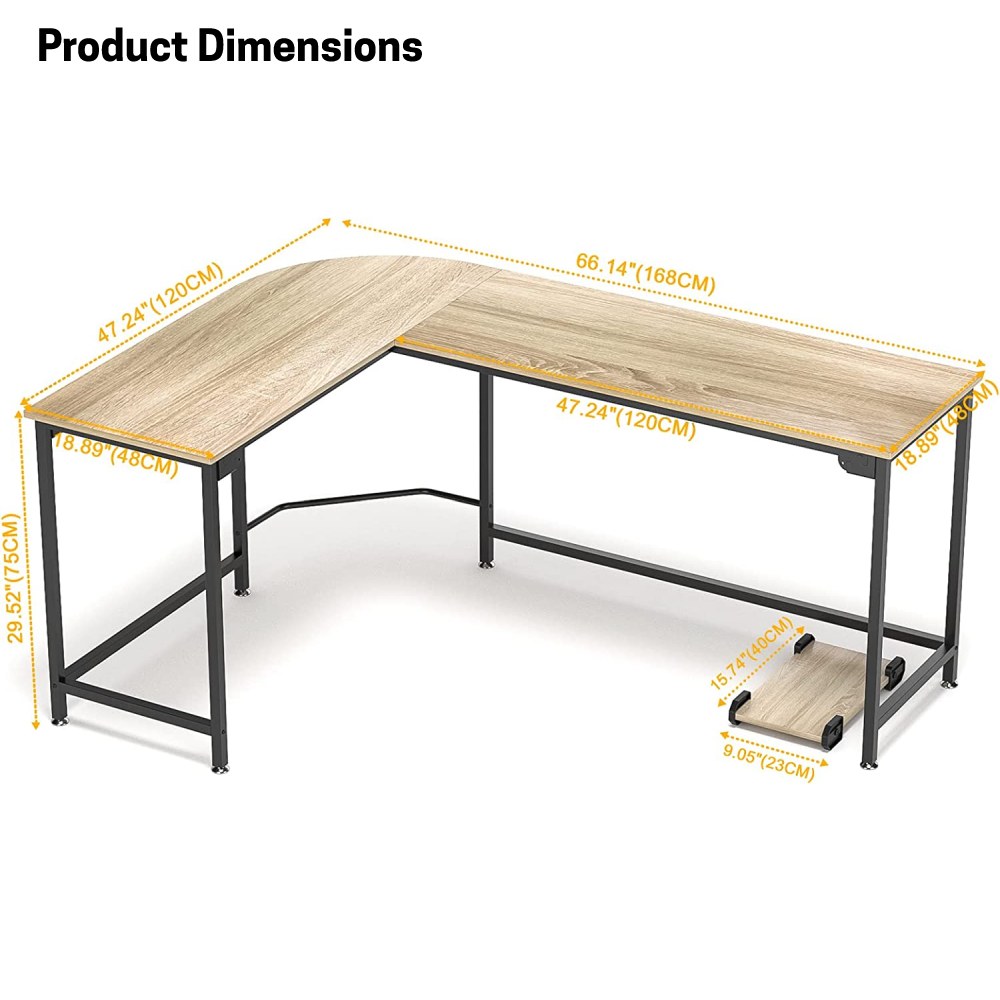 L-Shaped Corner Desk - Beige: image 8