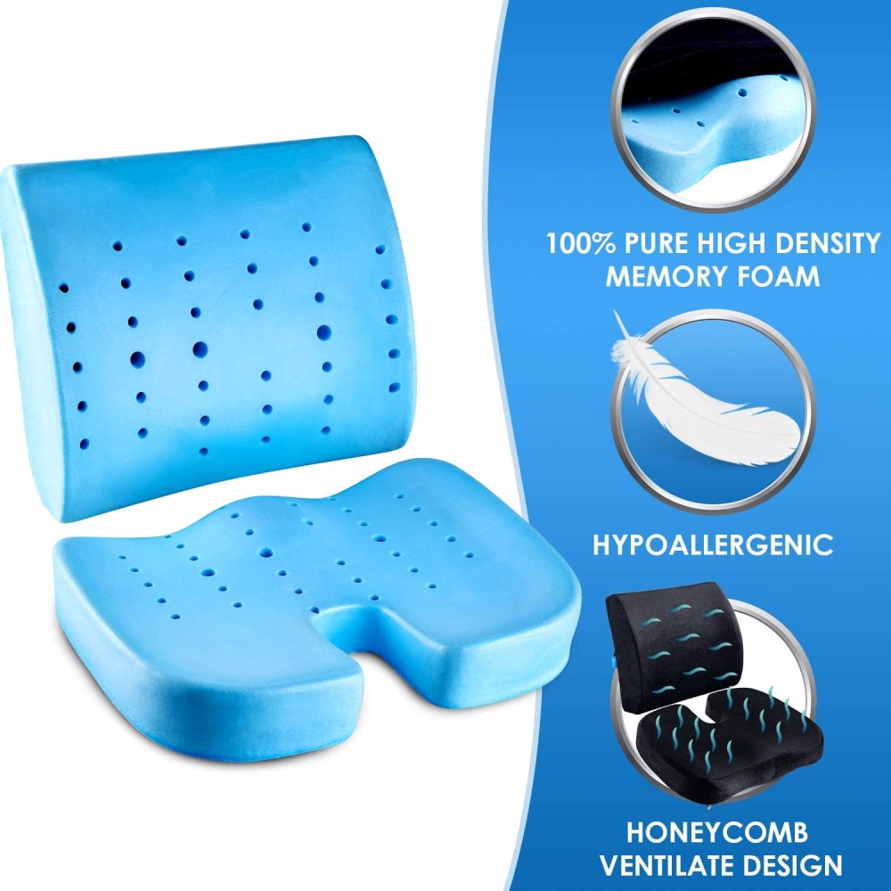 Seat Cushion & Lumbar Support Pillow - Filling-Blue Memory Foam: image 6