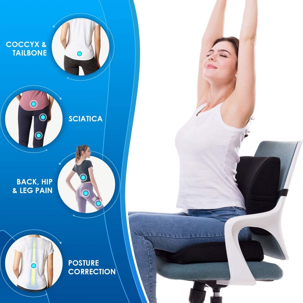 Seat Cushion & Lumbar Support Pillow - Filling-Blue Memory Foam: image 7