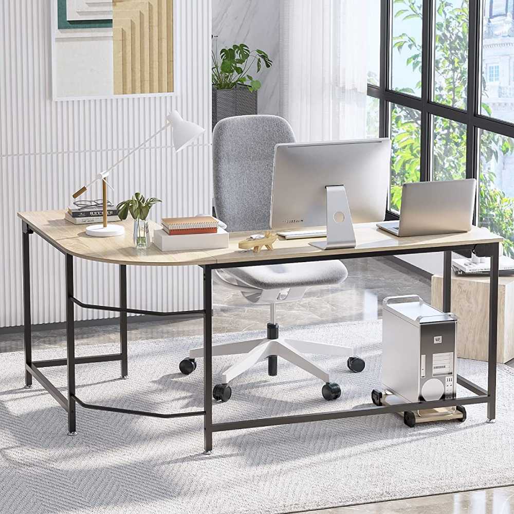 L-Shaped Corner Desk - Beige: image 3